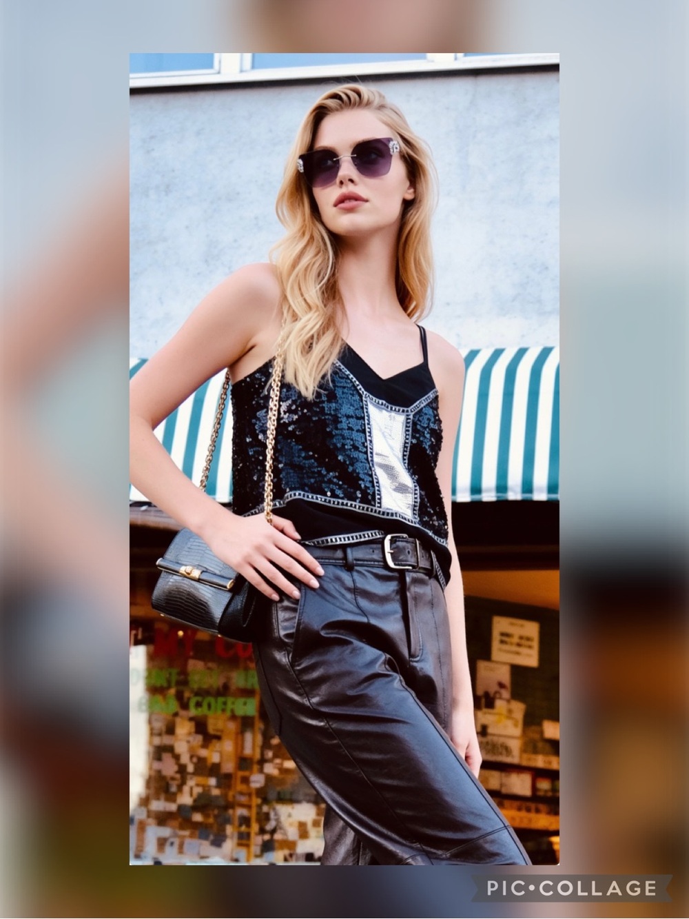 Express Black and Silver Sequin Camisole